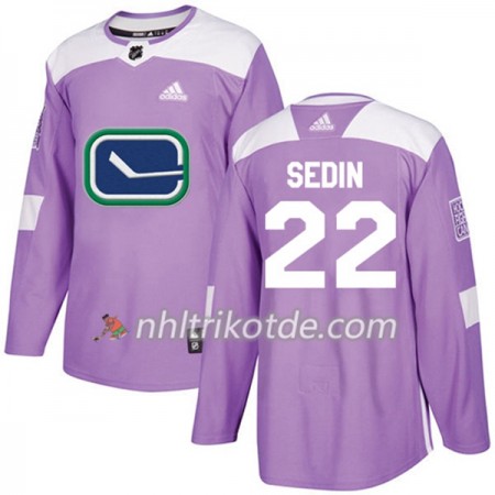 Vancouver Canucks Trikot Daniel Sedin 22 Adidas 2017-2018 Lila Fights Cancer Practice Authentic - Herren